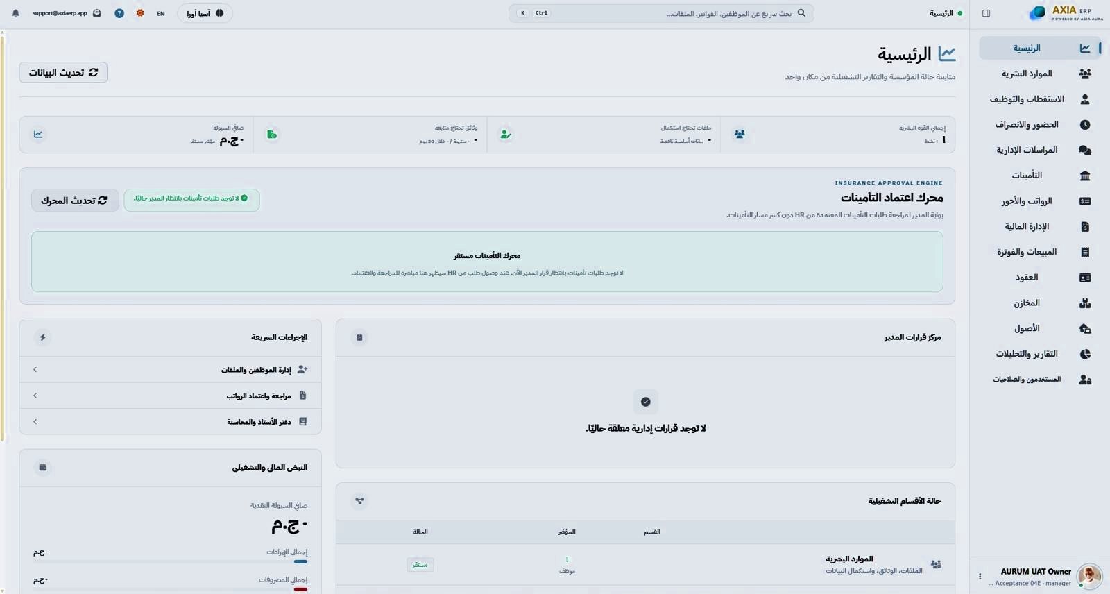 لوحة تحكم AXIA ERP
