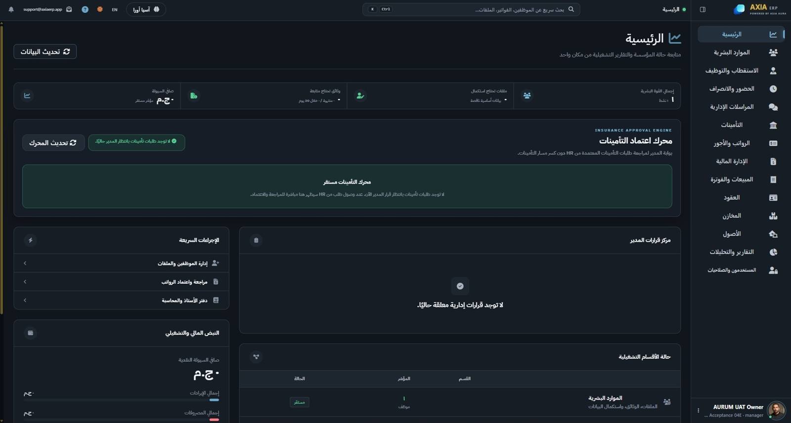 لوحة تحكم AXIA ERP